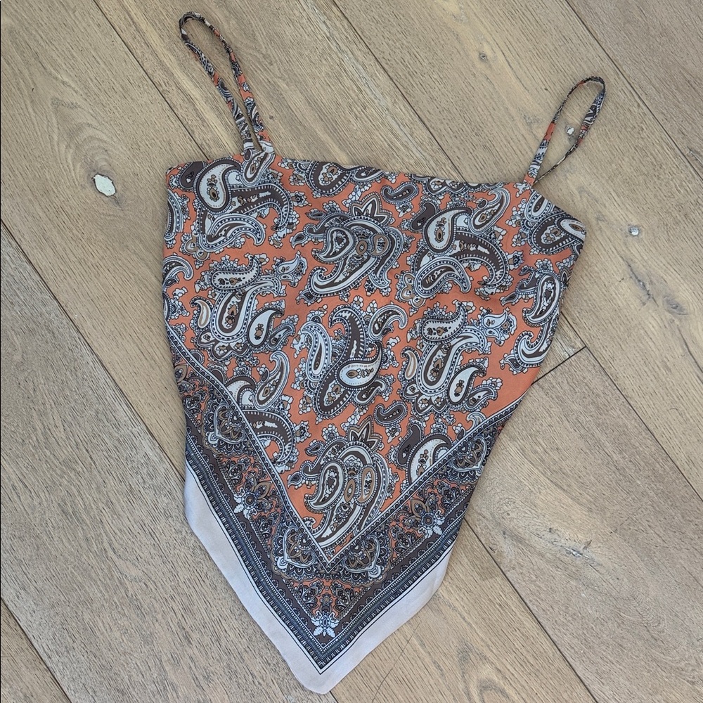 Women's Paisley Handkerchief-Style Cami Top in Rust